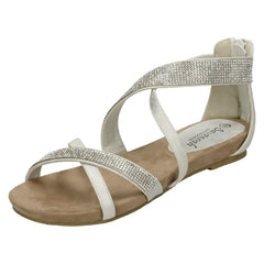 Ladies Savannah Low Wedge Diamante X Strap Sandals