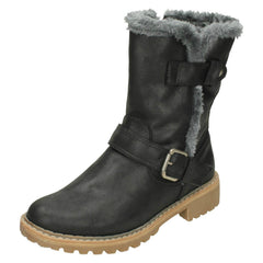 Ladies Down To Earth Fur Trim Calf Boots