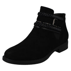 Ladies Spot On Low Heel Ankle Boots F51032