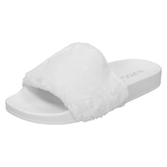 Girls Spot On Faux Fur Slider Mules