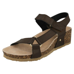 Ladies Down To Earth Mid Wedge Ankle Strap Sandals