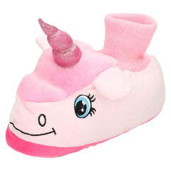 Girls Junior Spot On Flat Unicorn Bootee Sock Slippers