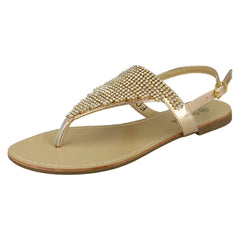 Ladies Savannah Toe Post Diamante Sandals