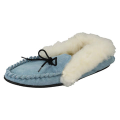 Ladies Spot On Slip On Slippers Real Suede Moccasin