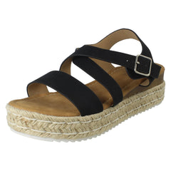 Ladies Savannah Cross Strap Platform Buckle Fastening Casual Sandals F12094
