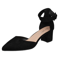 Ladies Anne Michelle Block Heel Closed Pointed Toe Court Shoes F90125