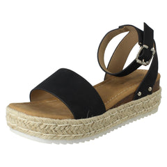 Ladies Savannah Buckle Fastening Ankle Strap Wedge Sandals F12095
