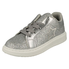 Girls Spot On Star Detailed Glitter Trainers H2642