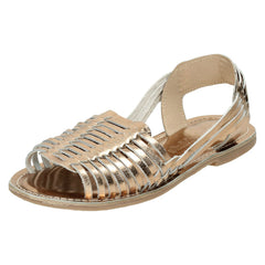 Ladies Leather Collection Flat Weaved Slingback Sandal