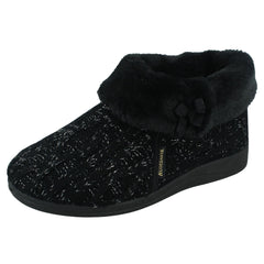 Ladies Rose Bank Memory Foam Knitted Bootee Slipper Karen