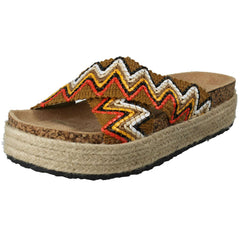 Ladies Spot On Platform Cross Over Strap Mule