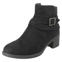 Ladies Spot On Wide Fit Microfibre Zip Ankle Boots F51255