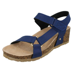 Ladies Down To Earth Mid Wedge Ankle Strap Sandals