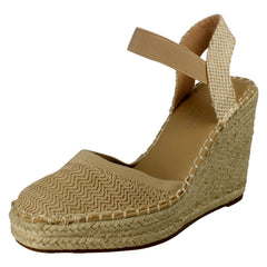 Ladies Savannah High Wedge Espadrille Slip On Summer Shoes Sandals F2305
