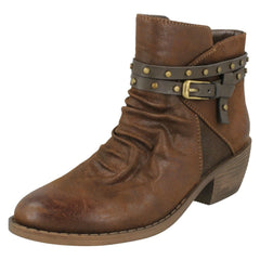 Ladies Down To Earth Rouched Ankle Boots F50948