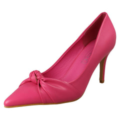 Ladies Spot On High Heel Twist Knot Vamp Pointed Toe Court Shoe F90130