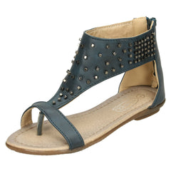Girls Spot On Toepost Studded Gladiator Sandal