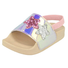 Girls Spot On Slingback Sliders With Glitter Star Design H0310