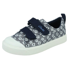 Girls Clarks Pattern Detailed Canvas Shoes City Bright