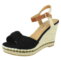 Ladies Spot On Knotted Vamp Wedges F12016