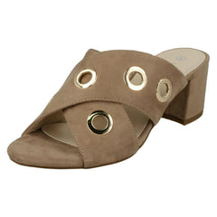 Ladies Anne Michelle Mid Heel Cross Over Vamp Mules