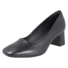 Ladies Clarks Square Toe Block Heeled Court Shoes Fernie Court