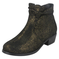 Girls Spot On Mid Heel Rouched Ankle Boots