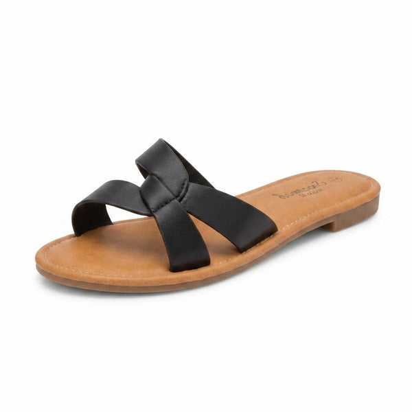 Ladies Savannah Wide Fit Flat Twist Mules F00406