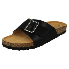 Ladies Spot On Buckle Detailed Mule Sandals F00413