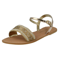 Ladies Spot On Leather Collection Beaded Sandals