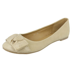 Ladies Spot On Bow Detail Flats