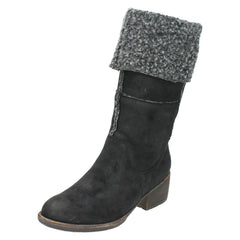 Ladies Spot On Mid Heel Fleece Lined Boot