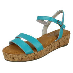 Ladies Spot On Cork Flatform Sandal