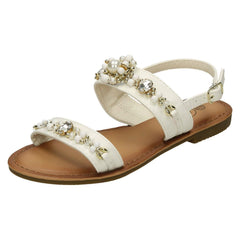 Girls Spot On Pearl Jewel Trim Sandals