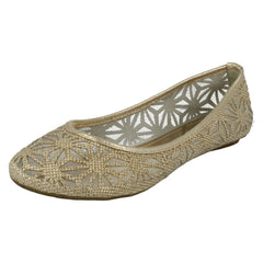 Ladies Spot On Cut Out Design Ballet Pump