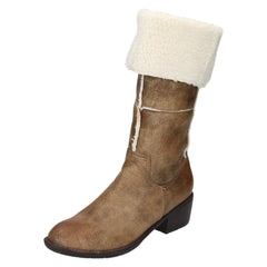 Ladies Spot On Mid Heel Fleece Lined Boot