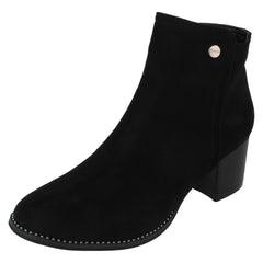 Ladies Spot On Zip With Decorative Badge Detail Ankle Boots F50929