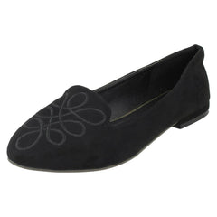 Ladies Spot On Looped Vamp Stitched Ballerinas