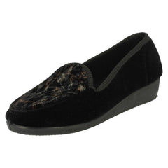 Ladies Spot On Slip On Floral Design Slipper Shoes