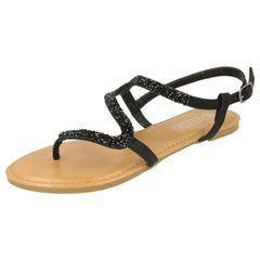 Ladies Spot On Open Toe Glitter Swirl Sandals