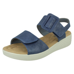 Ladies Eaze Low Wedge Mule Sandal with Chunky Buckle Strap F12080