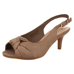 Ladies Spot On Wide Fit Sling Back Shoes With A Kitten Heel F12110