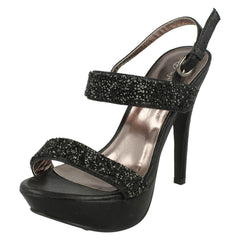 Ladies Anne Michelle Double Glitter Strap Platform Heels