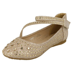 Girls Spot On Glitter Flat Ballerina Party Shoes H2335
