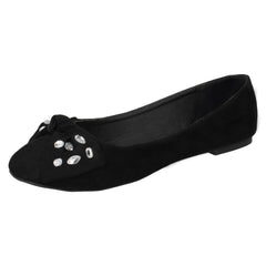 Ladies Spot On Jewel Bow Ballerina Shoes