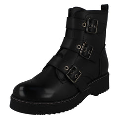Ladies Spot On Buckle Ankle Boots F51069