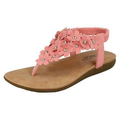 Girls Spot On Flat Flower Trim Toepost Sandals