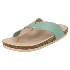 Ladies Spot On Open Toe Cork Effect Flatform Sandal