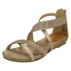 Ladies Savannah Low Wedge Diamante X Strap Sandals