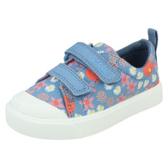Girls Clarks Pattern Detailed Canvas Shoes City Bright